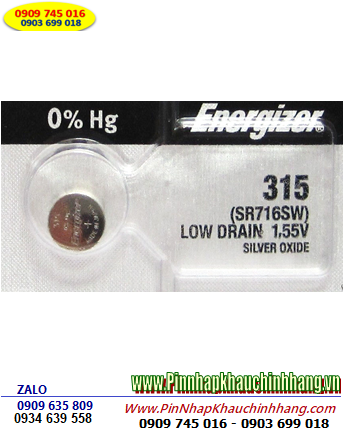 Pin SR716SW _Pin 315; Pin đồng hồ Energizer SR716SW 315 Silver Oxide 1.55v | HẾT HÀNG